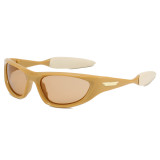 Y2K Wrap Around Sport Rectangle Cat Eye Sunglasses