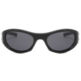 Y2K Wrap Around Rectangle Tinted Slim Sunglasses
