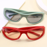 Y2K Wrap Around Rectangle Tinted Slim Sunglasses