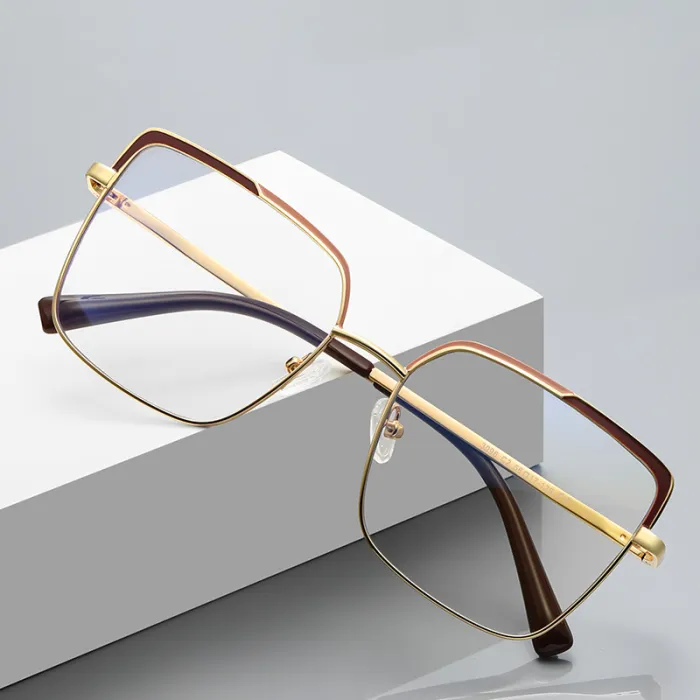 Retro Square Thin Metal Blue Light Blocking Glasses