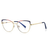 Women Cat Eye Metal Reader Anti Blue Light Blocking Glasses