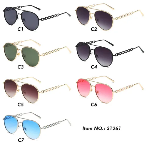 Retro Round Flat Top Double Bridge Metal Frame Sunglasses
