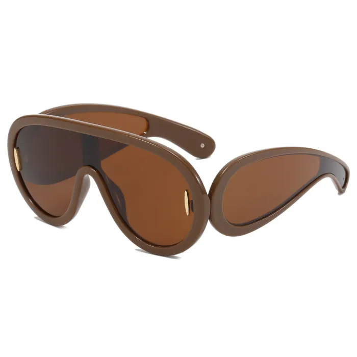 Y2K One Piece Lens Flat Top Oversize Shield Shades Sunglasses
