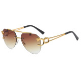 Rimless Men Women Luxury Steampunk Gradient Shades Sunglasses