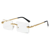 Retro Rectangle Rimless Cutting Lens Gradient Sunglasses