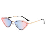 Rimless Crystal Cat Eye Sunglasses