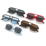 retro rectangle sunglasses wearing effect