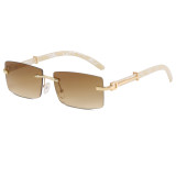 Rimless Rectangle Outdoor Vacation Sunshade Gradient Sunglasses