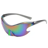 Oversized Rimless Futuristic Mirrored Sleek Sporty Y2K Sunglasses