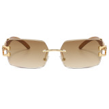 Rimless Rectangular Diamond Cut Luxury Sunglasses