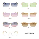 Rimless Rectangle Outdoor Vacation Sunshade Gradient Sunglasses