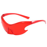 Oversized Rimless Futuristic Mirrored Sleek Sporty Y2K Sunglasses