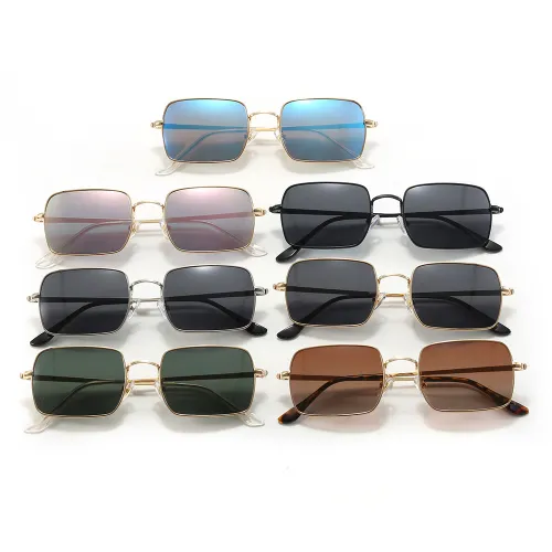 Rectangle Lightweight Metal Frame Polarized Sunglasses