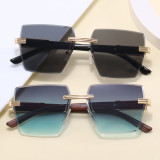 Square Rimless Diamond Cutting Lens Female Sunglasses