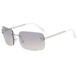 Butterfly Design Rectangular Rimless Gradient Tinted Sunglasses