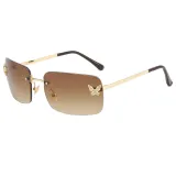 Butterfly Design Rectangular Rimless Gradient Tinted Sunglasses