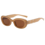Retro Rectangle Narrow Frame UV Protection Outdoor Sunglasses
