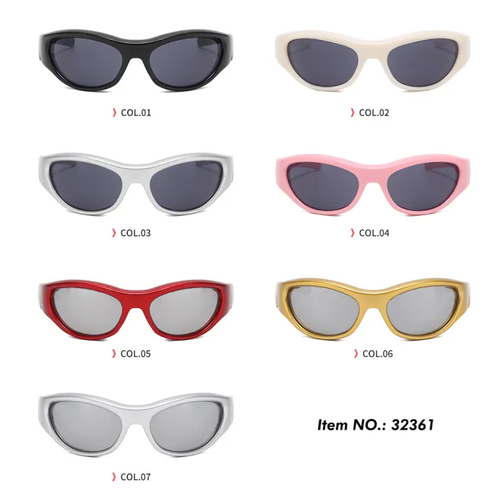 Y2K Vintage Wrap Around Rectangle Cat Eye Outdoor Sunglasses