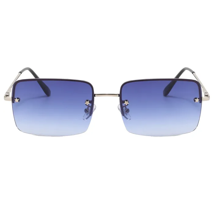 Retro Rectangle Rimless Gradient Outdoor Vacation Sunglasses