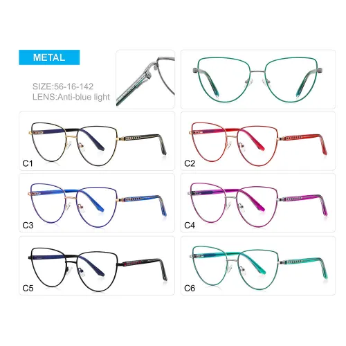 Women Metal Frame Cat Eye Blue Light Blocking Reading Glasses
