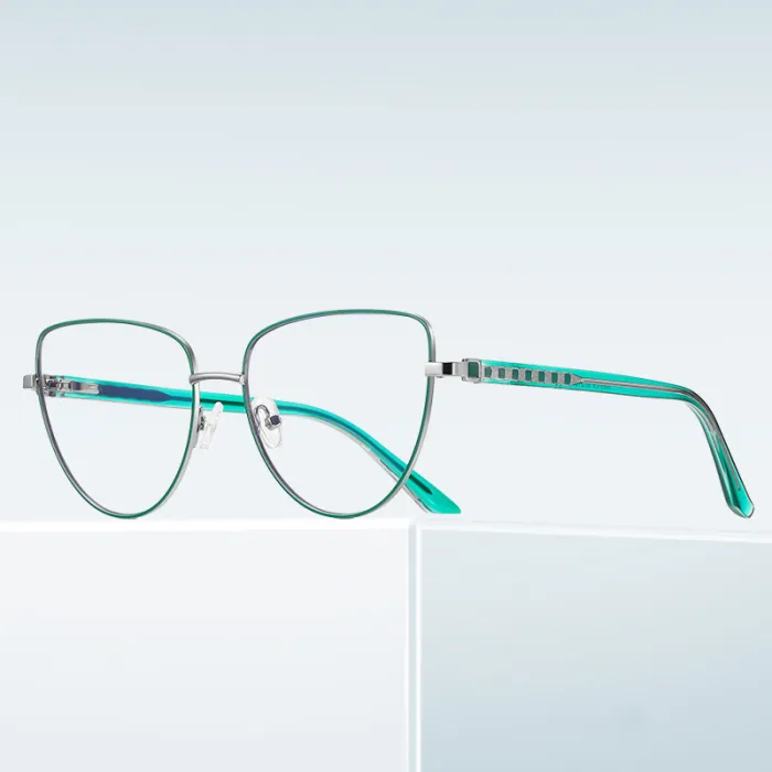 Women Metal Frame Cat Eye Blue Light Blocking Reading Glasses