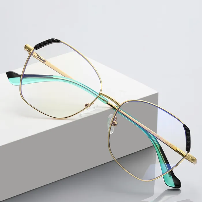 Polygon Cat Eye Metal Anti Blue Light Blocking Glasses