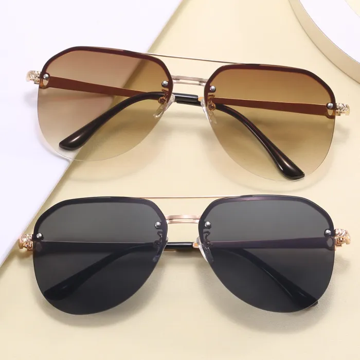 Half-Rimless Pilot Aviation Sunglasses