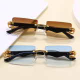 Rimless Panther Leopard Rectangle Sunglasses