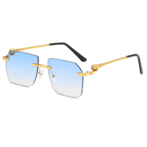 Diamond Cut Oversized Rimless Square Outdoor Holiday Sunglasses