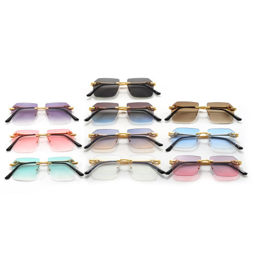 Diamond Cut Oversized Rimless Square Outdoor Holiday Sunglasses