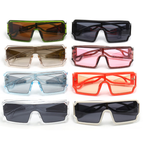 Flat Top One Piece Lens Men Women UV400 Oversize Sunglasses