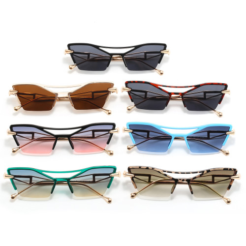 Cat Eye Half Frame Women Shades Sunglasses