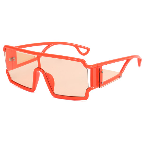 Flat Top One Piece Lens Men Women UV400 Oversize Sunglasses