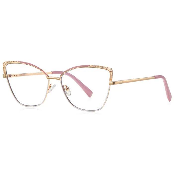 Women Cat Eye Blue Light Blocking Metal Frame Reading Glasses
