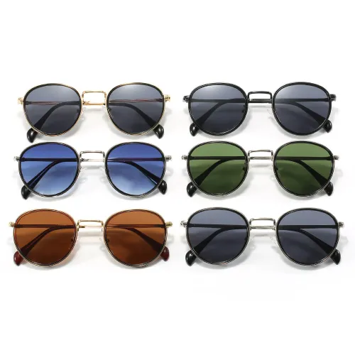 Retro Vintage Round Metal Frame UV400 Sunglasses
