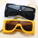 Y2K Oversized Flat Top One Piece Square Shades Sunglasses