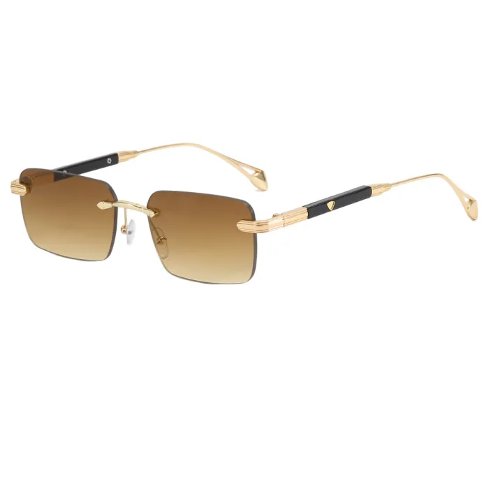 Fashion 2023 Luxury Rectangle Tinted Rimless Sunglasses