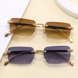 Fashion 2023 Luxury Rectangle Tinted Rimless Sunglasses