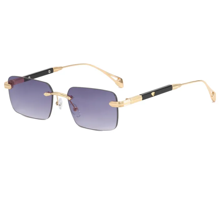 Fashion 2023 Luxury Rectangle Tinted Rimless Sunglasses