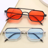 Polygon Double Bridges Top Bar Shades Metal Frame Sunglasses