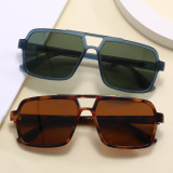 Men Square Double Bridge Flat Top Polarized Sunglasses