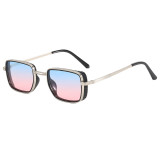 Rectangle Steampunk Metal Frame Sunglasses