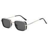 Rectangle Steampunk Metal Frame Sunglasses