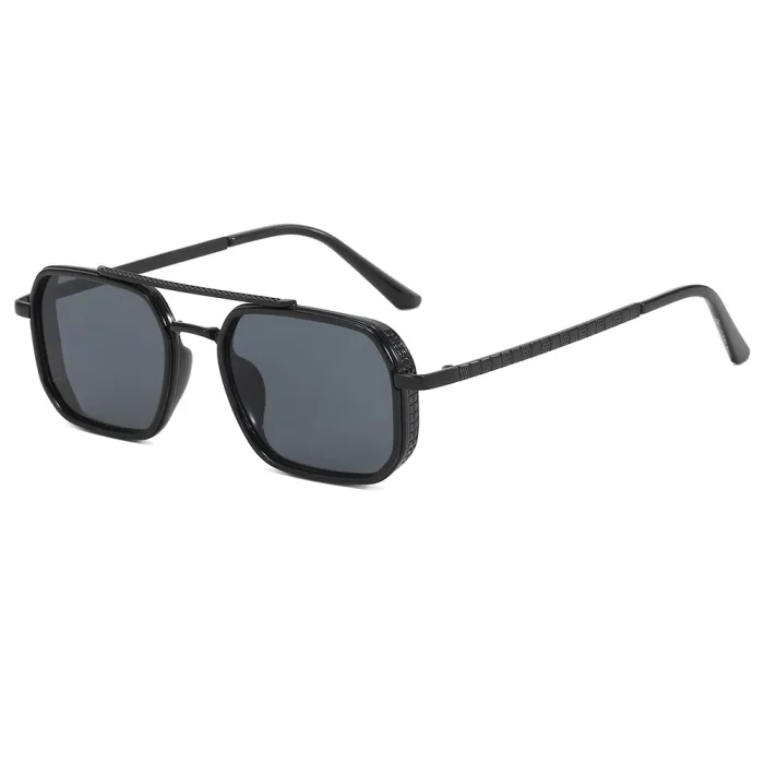 Metal Frame Steampunk Gradient Double Bridge Pilot Shades Sunglasses