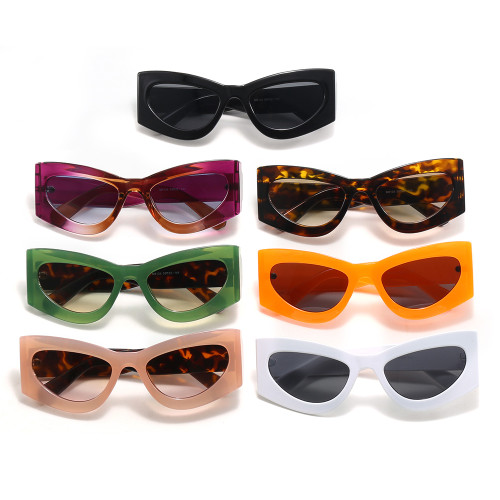 Y2K Cat Eye Women Small Oval Jelly Color Wide Frame Sunglasses
