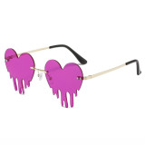 Rimless Heart Drip Novelty Melting Drip Favor Shape Sunglasses