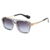 Double Bridge Flat Top Large Square Pilot Gradient Sunglasses