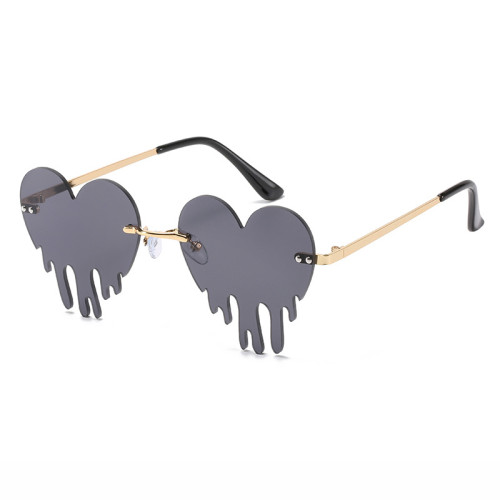 Rimless Heart Drip Novelty Melting Drip Favor Shape Sunglasses