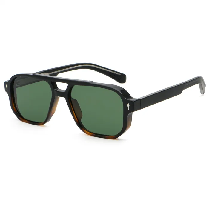 Double Bridge Flat Top Pilot Square Sunglasses