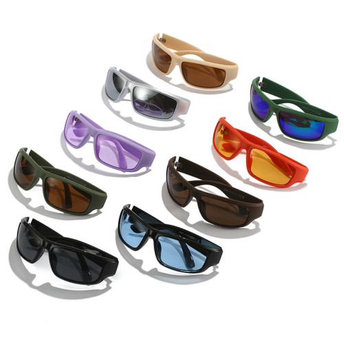 Flat Top Square Sporty Wrap Around Sunglasses